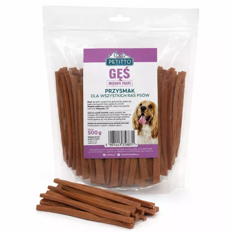 PETITTO Weiche Gänsestreifen Hundesnacks 500g
