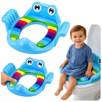 LEAN TOYS Toiletensitzbezug für Kinder, weicher Sitz mit Griffen, blau