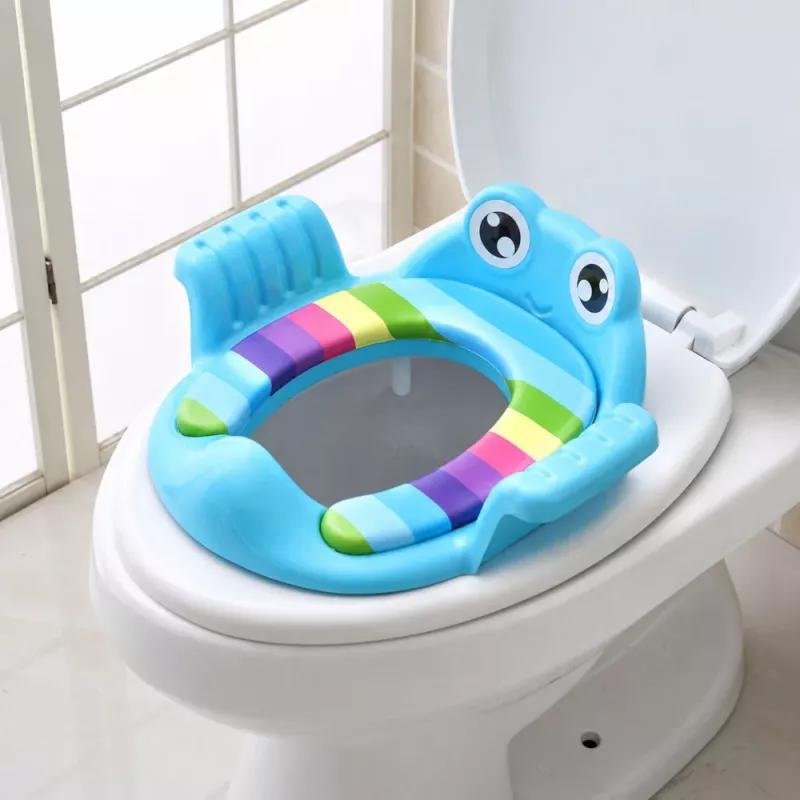 LEAN TOYS Toiletensitzbezug für Kinder, weicher Sitz mit Griffen, blau
