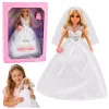 LEAN TOYS Anlily Brautpuppe im Pailletten-Hochzeitskleid mit Schleier, Blumenstrauß, Kuchen, Schuhen, 29 cm
