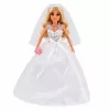 LEAN TOYS Anlily Brautpuppe im Pailletten-Hochzeitskleid mit Schleier, Blumenstrauß, Kuchen, Schuhen, 29 cm