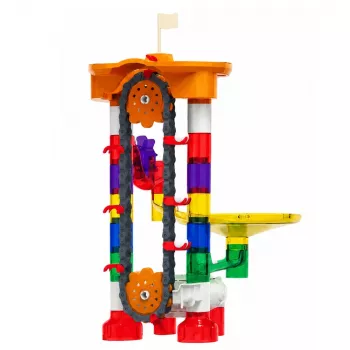 LEAN TOYS Konstruktionsbausteine Weltraum-Bahn für Bälle Tunnel Bunt 3D 85 Teile