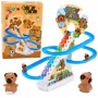 LEAN TOYS Capybara Rennbahn-Rutsche mit beweglichen Stufen, Licht & Sound - Musikalisches Kletterspielzeug für Kinder ab 3 Jahren