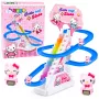 LEAN TOYS Track Slide für Kätzchen Bewegliche Treppen Figuren Lichter Geräusche Interaktives Katzenspielzeug