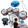 Suprimo K-Drums 1 Kinder-Schlagzeug mit 5 Trommeln, Becken, Hocker und Stöcken, Rot