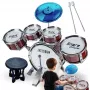 Suprimo K-Drums 1 Kinder-Schlagzeug mit 5 Trommeln, Becken, Hocker und Stöcken, Rot