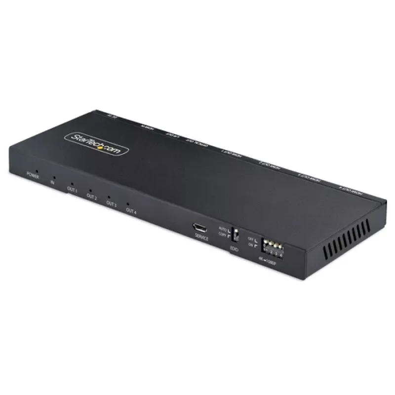 StarTech.com 4-Port 4K HDMI Splitter 1x4, 4K 60Hz, HDMI 2.0, HDCP 2.2, HDR10, 18Gbps, EDID Copy, Stahlgehäuse