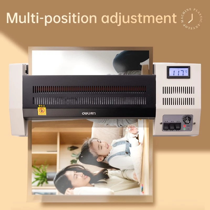 DELI Büro-Laminiergerät E3895-EU A3 | 250 mm/min Heißwalzen-Laminierung, max. 125 Mikron, Anti-Jam, Kaltlaminierung, Schwarz/Silber