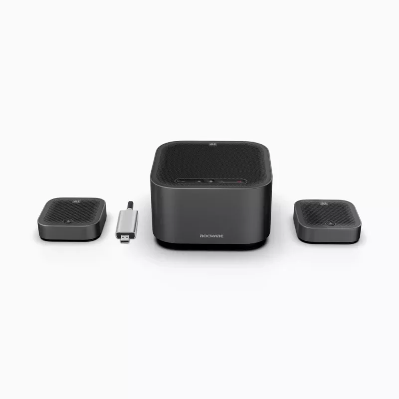ROCWARE Konferenz-Kit für große Besprechungsräume A10W 4K UHD USB 3.1 Konferenzkamera mit zwei Stereomikrofonen, 120° Sichtfeld, 4-fach Digitalzoom, USB-C, Plug-and-Play, kompatibel mit Windows, macOS, Chrome OS