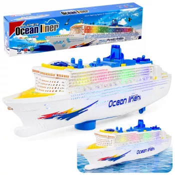 LEAN TOYS Passagier-Kreuzfahrtschiff-Spielzeug mit Reibungsantrieb, Lichtern und Geräuschen