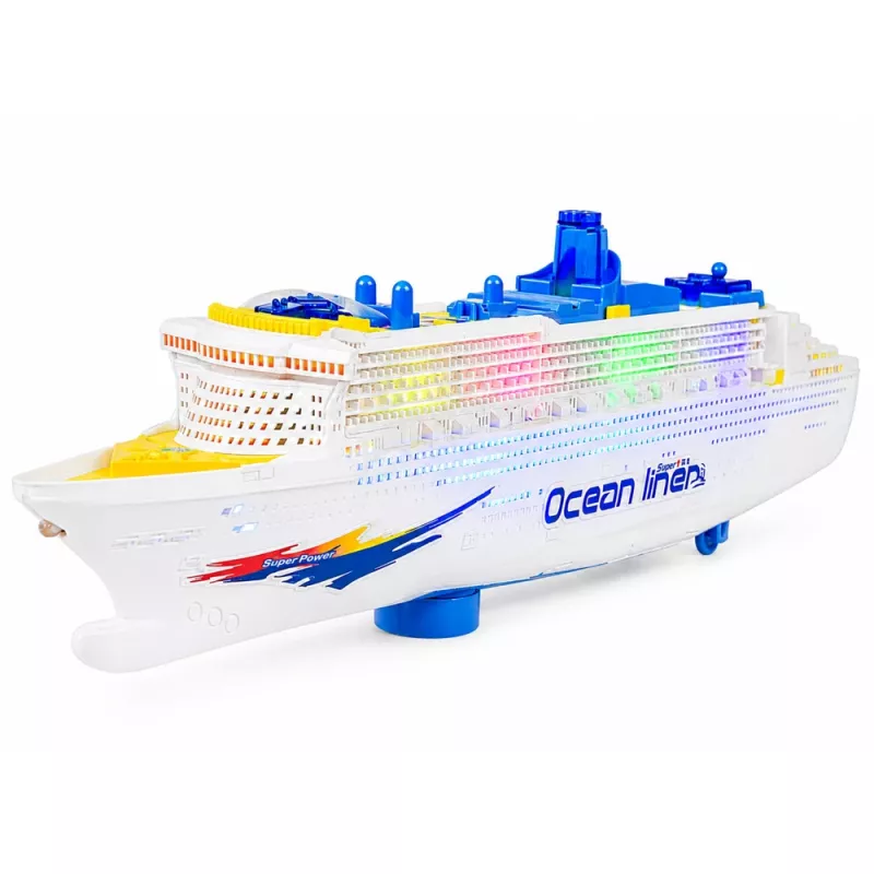 LEAN TOYS Passagier-Kreuzfahrtschiff-Spielzeug mit Reibungsantrieb, Lichtern und Geräuschen