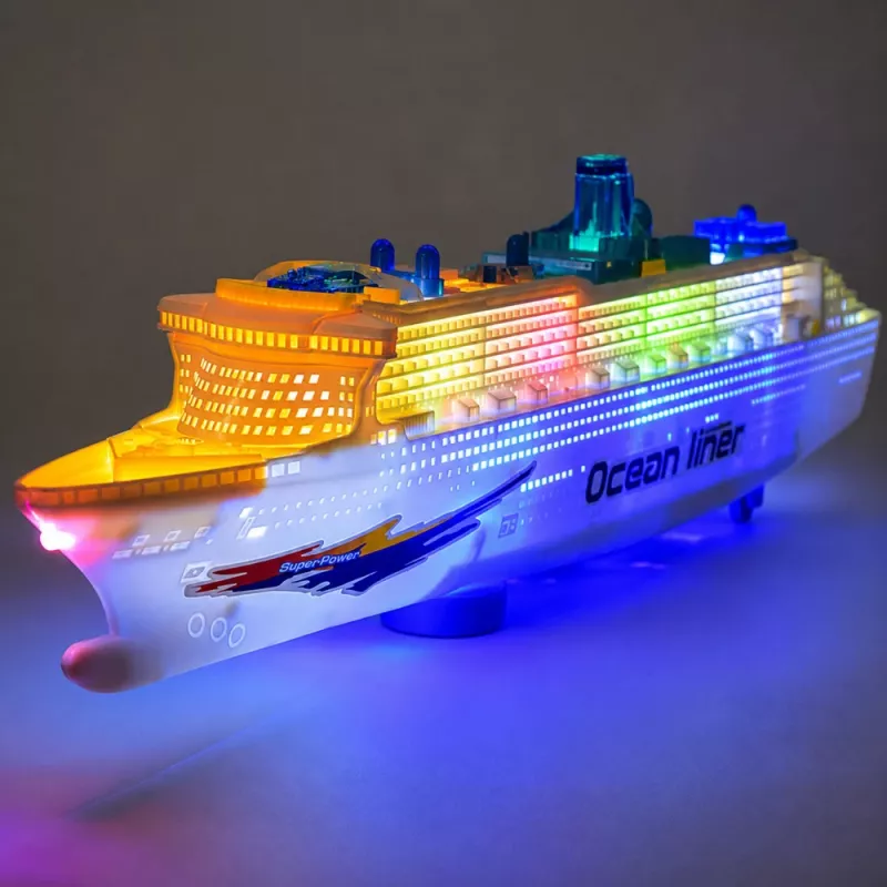 LEAN TOYS Passagier-Kreuzfahrtschiff-Spielzeug mit Reibungsantrieb, Lichtern und Geräuschen