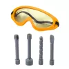 LEAN TOYS Kinder-Schlagbohrmaschine mit 4 austauschbaren Bits und Schutzbrille, batteriebetriebenes Spielzeug-Werkzeug mit realistischem Sound und LED-Licht, Gelb