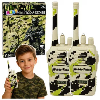LEAN TOYS Militär Walkie-Talkies USB Reichweite 200M Khaki 2 Stk.