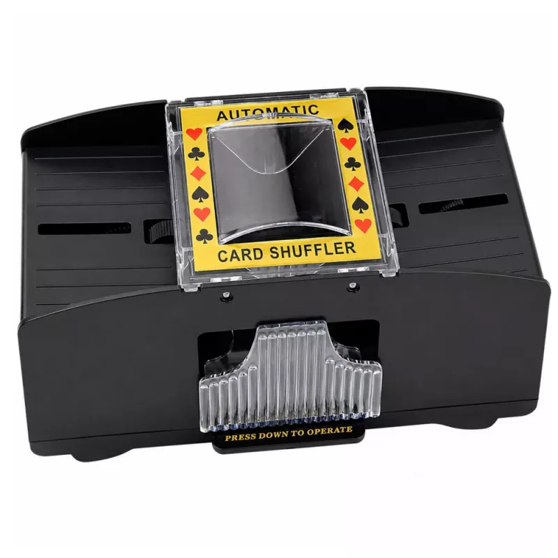 LEAN TOYS Automatischer elektronischer Kartenshuffler für 2 Decks - batteriebetrieben, ABS-Kunststoff, Schwarz