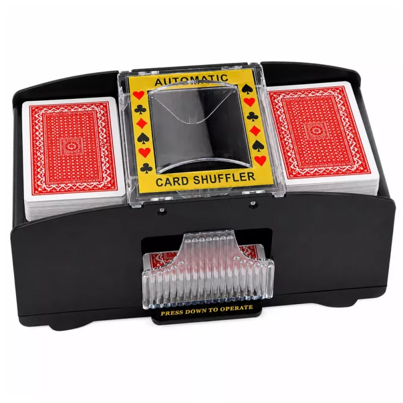 LEAN TOYS Automatischer elektronischer Kartenshuffler für 2 Decks - batteriebetrieben, ABS-Kunststoff, Schwarz