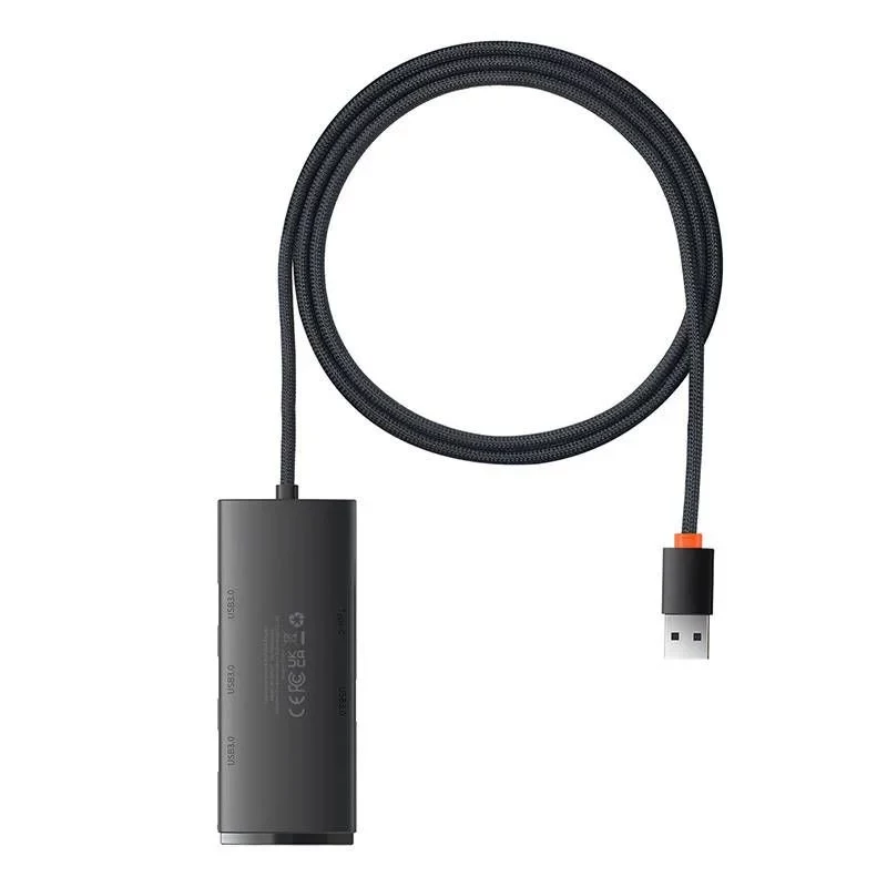 Baseus Lite Series 4-Port USB 3.0 Hub - 5Gbps, Bus-Powered, Schwarz (WKQX030101)