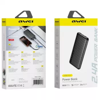 AWEI Power Bank 10000mAh P5K Pro 2xUSB - Schwarz