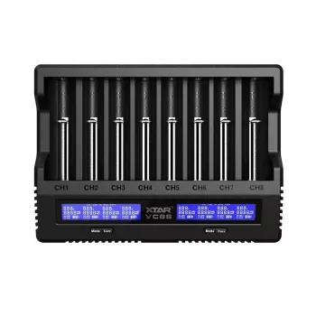 XTAR VC8S USB-C 8-Fach Smart-Ladegerät mit QC3.0-Adapter für Li-Ion/Ni-MH
