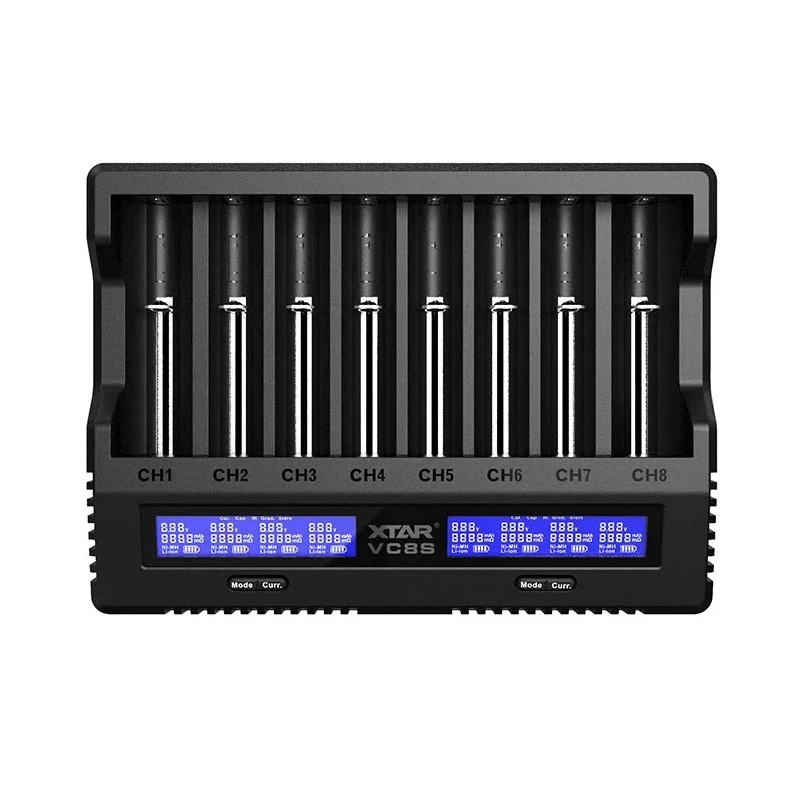 XTAR VC8S USB-C 8-Fach Smart-Ladegerät mit QC3.0-Adapter für Li-Ion/Ni-MH