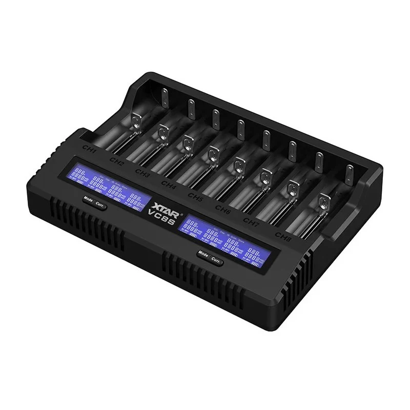 XTAR VC8S USB-C 8-Fach Smart-Ladegerät mit QC3.0-Adapter für Li-Ion/Ni-MH