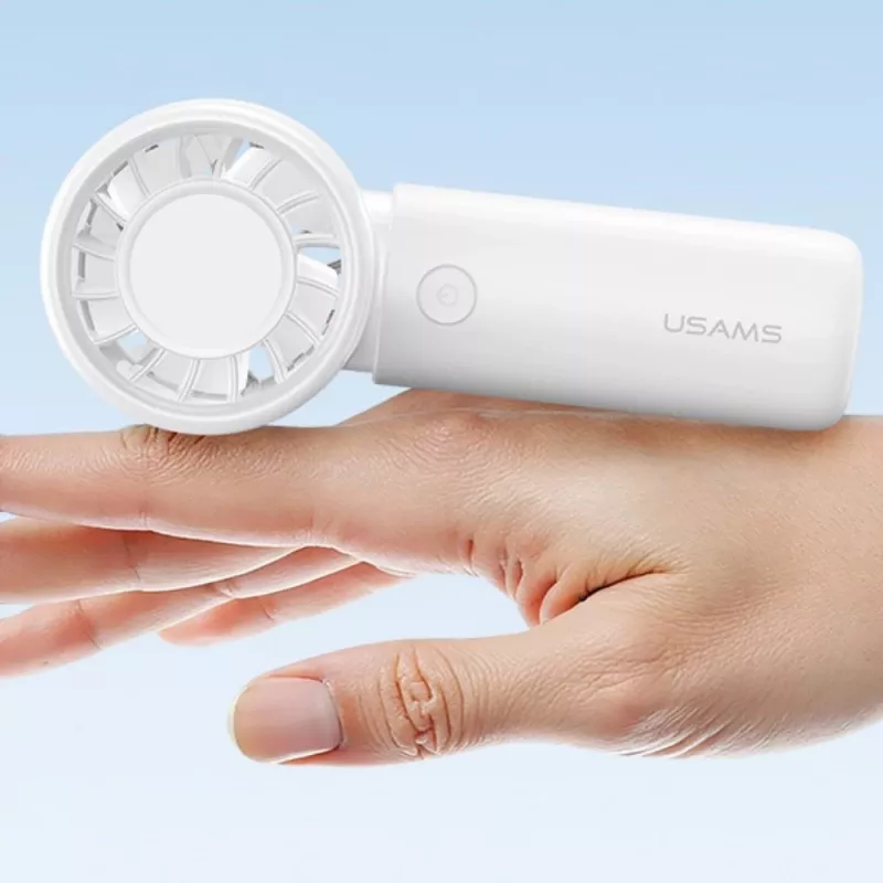 USAMS Handventilator BC Series Weiß 500mAh tragbarer Handventilator mit 3 Geschwindigkeiten und Micro-USB-Ladung