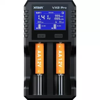 XTAR VX2 PRO SET Multi-Chemistry Smart Battery Charger mit USB-C-Eingang und Powerbank-Funktion