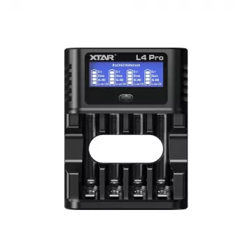 XTAR L4 PRO Universelles Smart-Ladegerät für Li-Ionen- und Ni-MH/Ni-CD-Akkus mit USB-C und LCD-Anzeige