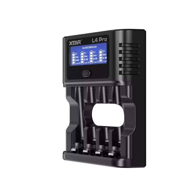 XTAR L4 PRO Universelles Smart-Ladegerät für Li-Ionen- und Ni-MH/Ni-CD-Akkus mit USB-C und LCD-Anzeige