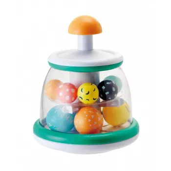 B-KIDS Rollabout Ball Top Infantino – Mint Stapel- und Drehspielzeug mit Rasselperlen für Babys ab 6 Monaten