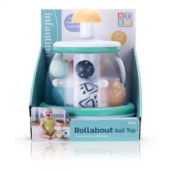 B-KIDS Rollabout Ball Top Infantino – Mint Stapel- und Drehspielzeug mit Rasselperlen für Babys ab 6 Monaten