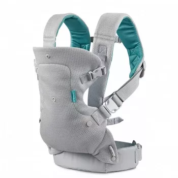 B-KIDS Infantino 4-in-1 umwandelbarer Babytrage, Grau, 3,6–14,5 kg, JPMA-zertifiziert, mit abnehmbarem Wonder Cover™ Lätzchen
