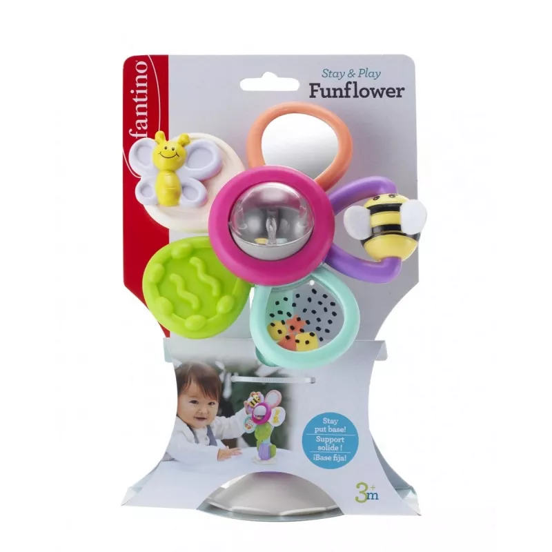 B-KIDS Infantino Drehblume mit Saugnapf – Mehrfarbiges Sinnespielzeug für Babys ab 6 Monaten