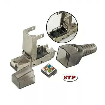 Techly 101911 Cat.6a STP RJ45 Modularstecker, werkzeuglos, 10G, Zinklegierung, 22-26 AWG