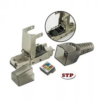 Techly 101911 Cat.6a STP RJ45 Modularstecker, werkzeuglos, 10G, Zinklegierung, 22-26 AWG