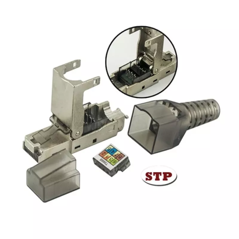 Techly 101911 Cat.6a STP RJ45 Modularstecker, werkzeuglos, 10G, Zinklegierung, 22-26 AWG