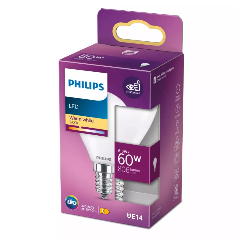 Philips LED Classic 5.5W E14 P45 Warmweiß 806lm Mattierte Birne (60W-Äquivalent)