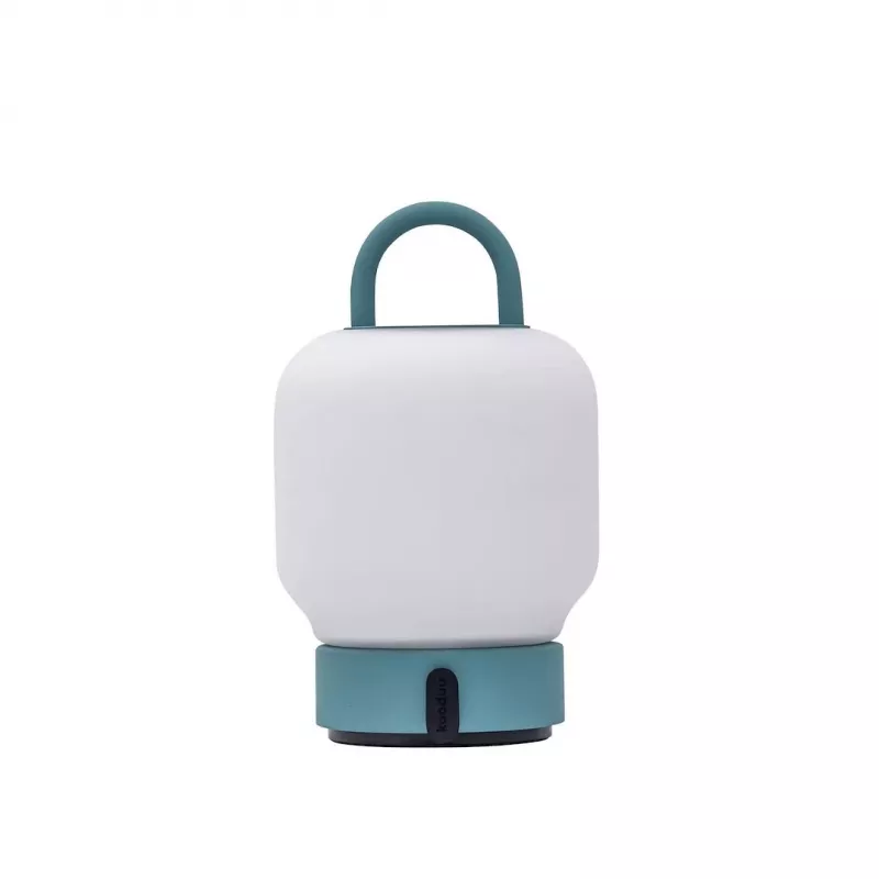 KOODUU Akku-Tischleuchte LOOME Türkis mit 3-Stufen-Touch-Dimmer, 200 lm warmweiße LED, USB-C, IP44 spritzwassergeschützt, integrierter Griff