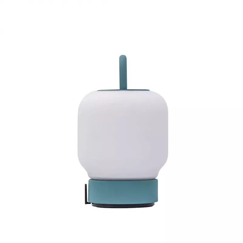 KOODUU Akku-Tischleuchte LOOME Türkis mit 3-Stufen-Touch-Dimmer, 200 lm warmweiße LED, USB-C, IP44 spritzwassergeschützt, integrierter Griff