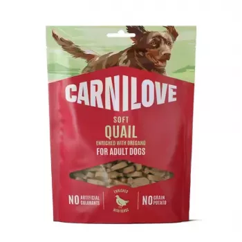 CARNILOVE Hund SOFT Snack Wachtel mit Oregano 200 g - Getreidefreie weiche Leckerbissen für ausgewachsene Hunde