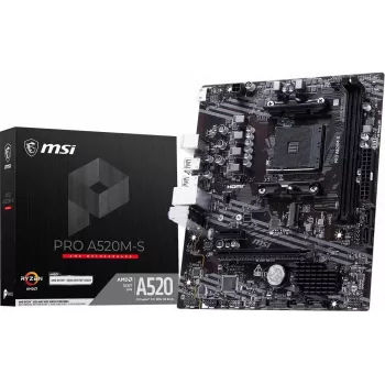 MSI A520M-S AMD A520 AM4 Micro-ATX-Motherboard - DDR4, HDMI, DVI, VGA, Gigabit-LAN