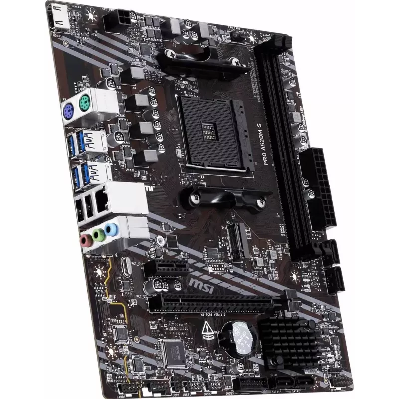 MSI A520M-S AMD A520 AM4 Micro-ATX-Motherboard - DDR4, HDMI, DVI, VGA, Gigabit-LAN