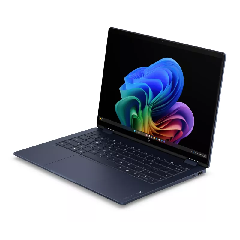 HP OmniBook X Flip x360 NG AI 14-kc0001nnx - Ryzen AI 7 450, 32GB LPDDR5X 8533 on-board, 1TB, Touch/14,0 3K (2880x1800) OLED Brightview LBL, Atmospheric Blue - 5MP IR TNR, ohne 65W AC-Adapter, Win 11 Home, 1 Jahr