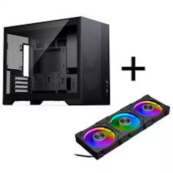 PHANTEKS XT M3 PC-Gehäuse, Mini-Gehäuse + D30 PWM Regular Airflow D-RGB Lüfter, 3er Pack, schwarz
