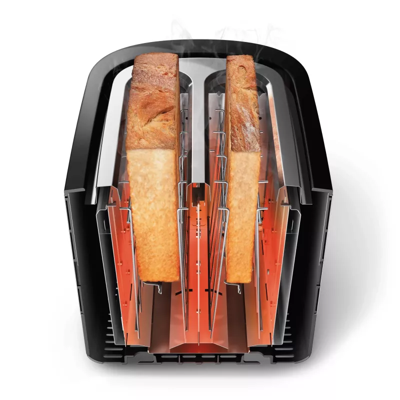 Philips Viva Collection Toaster HD2637/90 Extrawide 2-Schlitz-Toaster mit Brötchenwärmer Schwarz/Beschädigte Verpackung