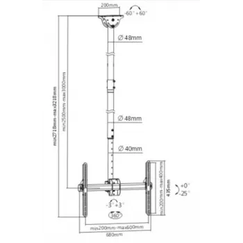 LH-GROUP Deckenhalterung mit 2,5-3 m Rohr