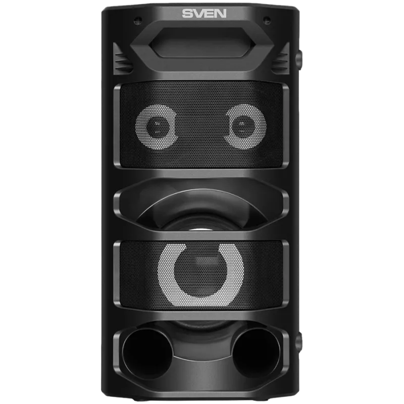 2.0 Portable Speaker SVEN PS-670, Schwarz, Leistung 2x32,5 W (RMS), TWS, Bluetooth, FM, USB, microSD, LED-Display, Fernbedienung, Lithium-Akku