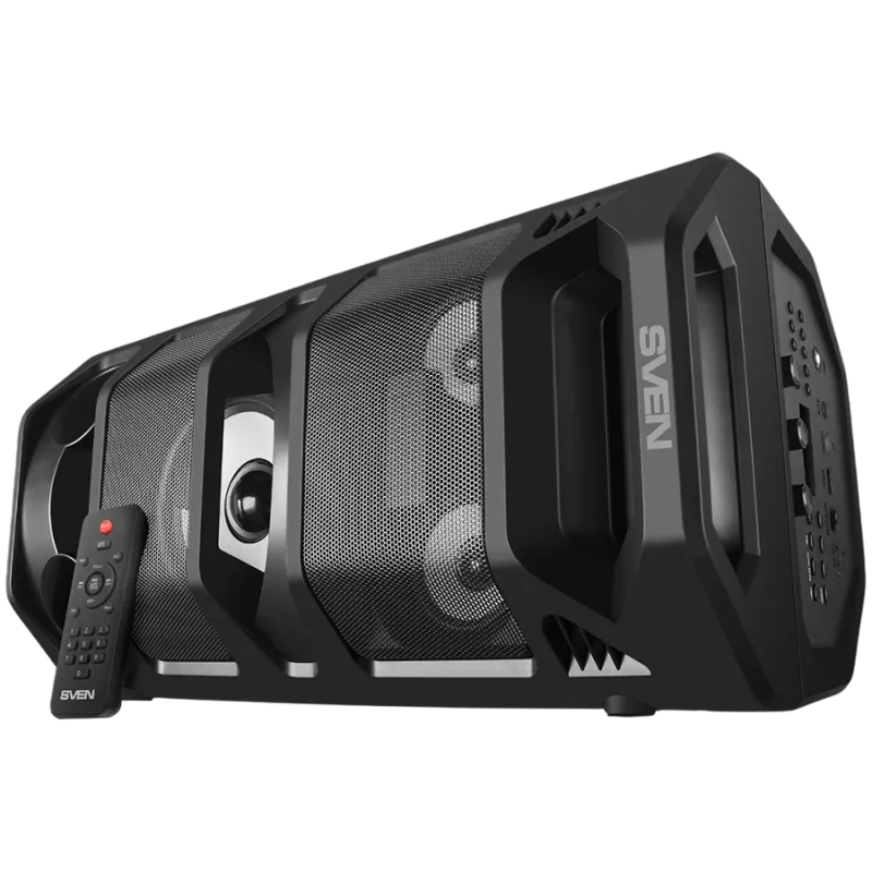 2.0 Portable Speaker SVEN PS-670, Schwarz, Leistung 2x32,5 W (RMS), TWS, Bluetooth, FM, USB, microSD, LED-Display, Fernbedienung, Lithium-Akku