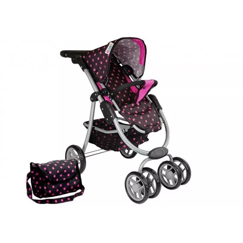 2-in-1 Kinderwagen mit Tragetasche Black-Pink 7706 Lean Toys