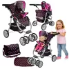 2-in-1 Kinderwagen mit Tragetasche Black-Pink 7706 Lean Toys